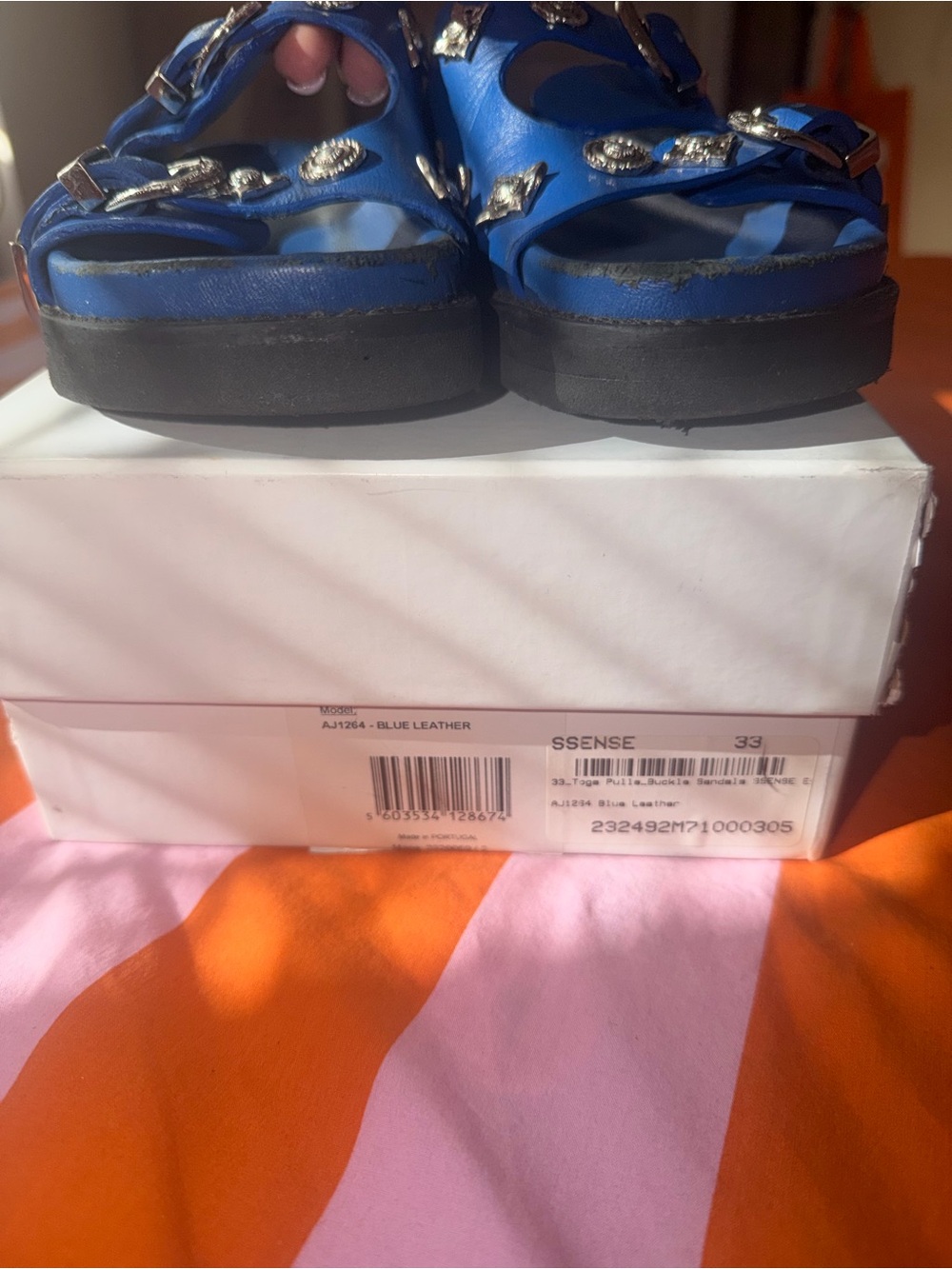 Girls Bright Blue Studded Kids Slide Sandals size 33 EU - Picture 3 of 7
